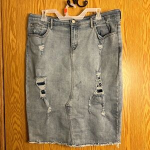 Skirted Fancy Dual Denim Stretchy Skirt